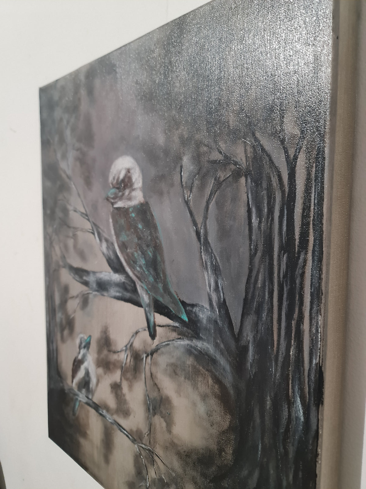 original canvas painting of 2 kookaburras